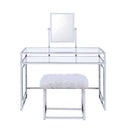 Carenze II - Vanity Set - White Faux Fur & Chrome