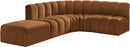 Arc - Velvet 5 Piece Corner Modular Sofa - Saddle