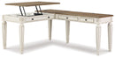 Realyn - L Shaped Desk With Lift Top - White / Brown