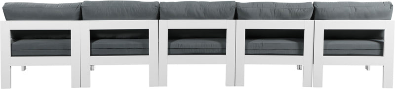 Nizuc - Outdoor Patio 5 Seat Modular Armless Sofa With White Frame