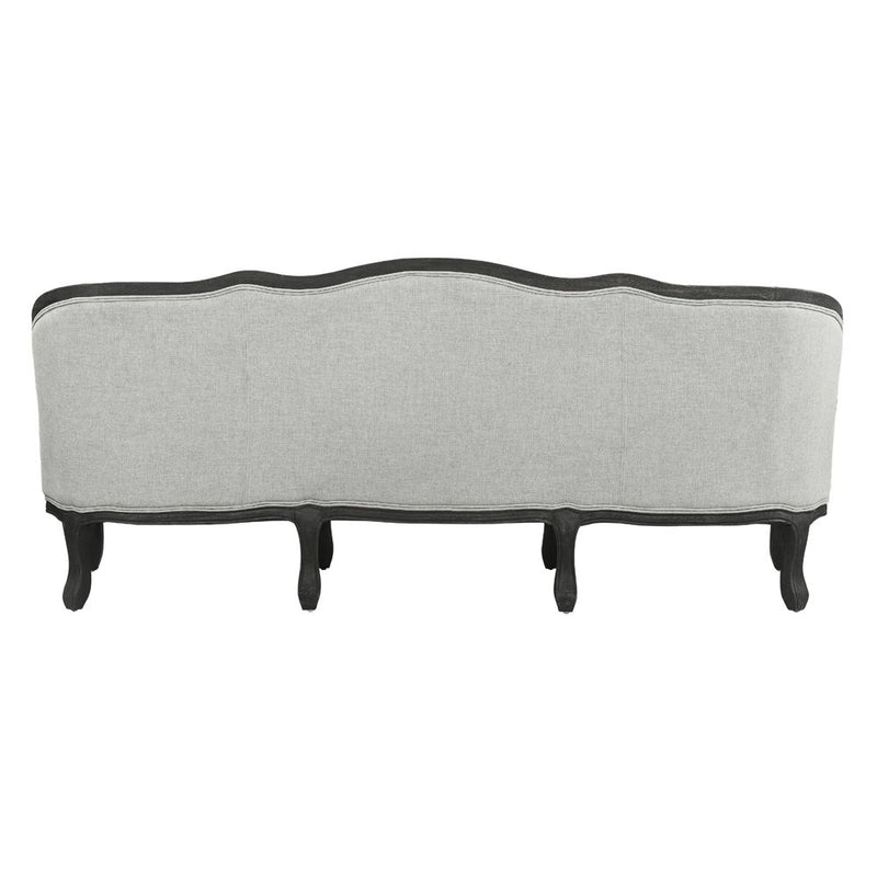 Samael - Sofa With 3 Pillows - Gray Linen & Dark Brown
