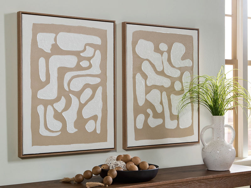 Waldett - Wall Art Set (Set of 2) - Beige / White