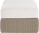 Seacrest - Olefin Water Resistant Fabric And Wicker Outdoor Patio Ottoman/Coffee Table