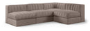 Rummi - Armless Velvet Performance Fabric Upholstered 4 Piece Modular Sectional