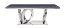 Nasir - Dining Table - Gray Printed Faux Marble Top & Mirrored Silver