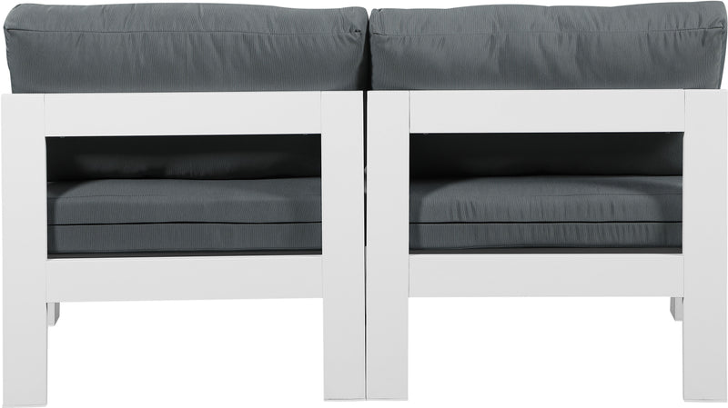 Nizuc - Outdoor Patio 2 Seat Armless Modular Sofa With White Frame