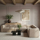 Rummi - Velvet Performance Fabric Upholstered 7 Piece Modular Sectional (With 3 Corner Chairs)
