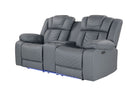 U7069 - Power Reclining Sofa/Power Console Reclining Loveseat With LED And Immersive Sound - Gray