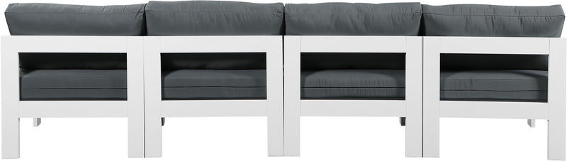 Nizuc - Outdoor Patio 4 Seat Armless Modular Sofa With White Frame