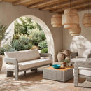 Sandbay - Olefin Water Resistant Fabric And Wicker Outdoor Patio Sofa