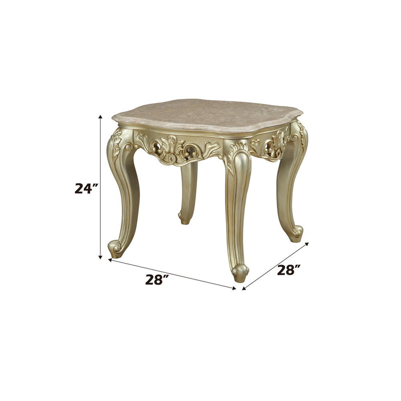 Gorsedd - End Table With Marble Top - Marble Top & Golden Ivory