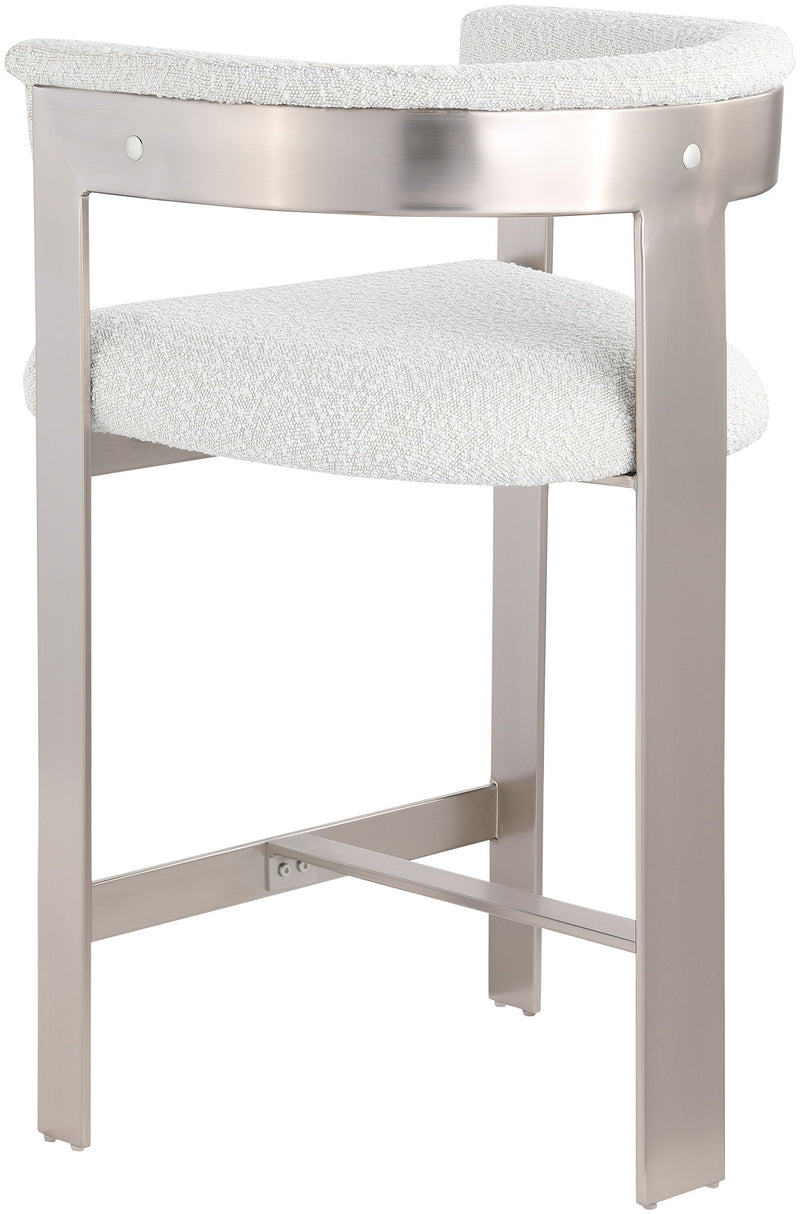 Romeo - Boucle Counter Stool With Silver Base (Set of 2)