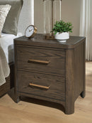 Radkin - Two Drawer Night Stand - Burnished Brown