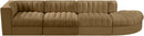 Rummi - Velvet Performance Fabric Upholstered 4 Piece Modular Sectional With Reverse Corner Chair