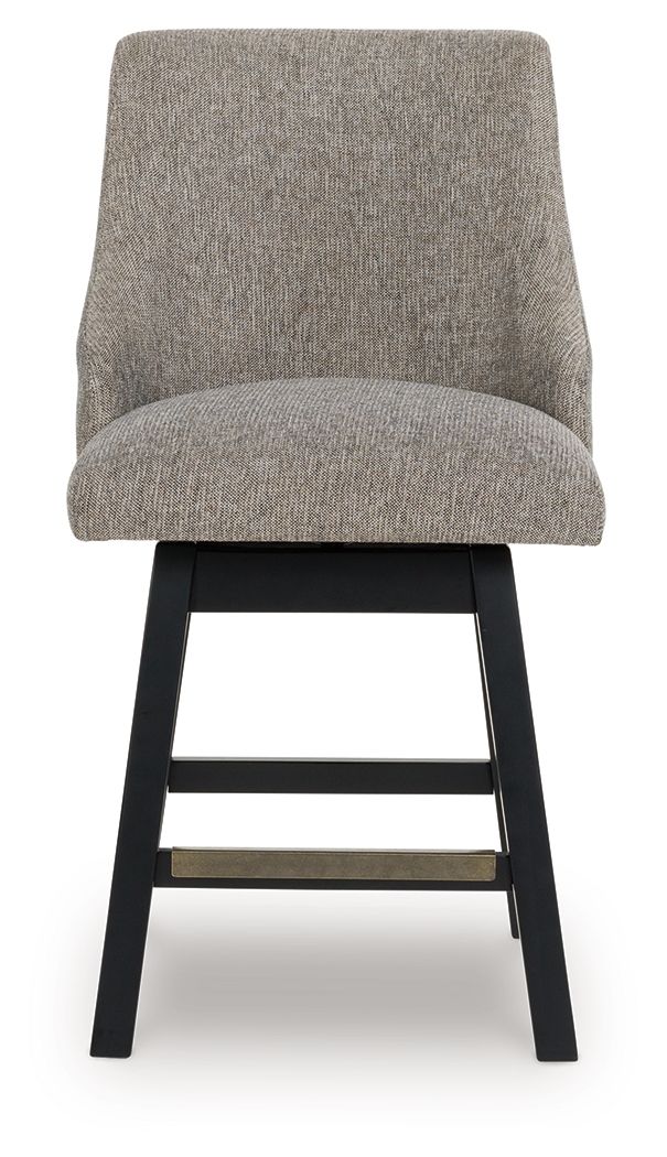 Neymorton - Upholstered Swivel Barstool (Set of 2) - Dark Grayish Brown