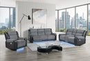 U5914/U5915 - 3 Piece Living Room Set (Reclining Sofa, Console Reclining Loveseat With Immersive Sound, Blue LED And Recliner) - Black / Gray