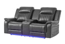 U8879 - 2 Piece Living Room Set (Power Reclining Sofa With LED And Global Surround System And Power Console Reclining Loveseat) - Charcoal