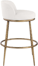 Ferro - Performance Fabric Upholstered Bar Stool - Cream / Antique Brass