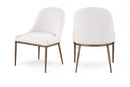 Ferro - Linen Textured Performance Fabric Upholstered Dining Side Chair - Cream / Brushed Bronze