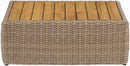 Seacrest - Teak Wood And Wicker Outdoor Patio Coffee Table