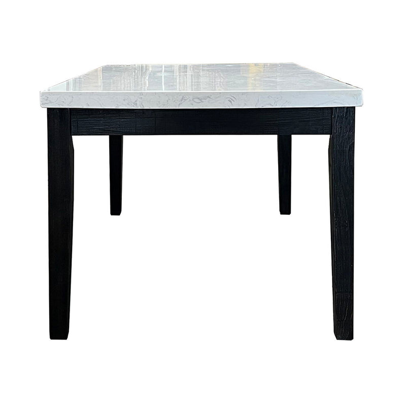 Nolan - Dining Table - White Natural Marble Top & Salvage Dark Oak