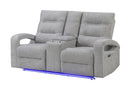 U6611 - Power Console Reclining Loveseat With LED - Dark Gray