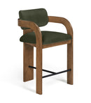 Cedra - Velvet Performance Fabric Upholstered Counter Stool - Brown Frame