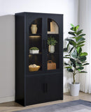 Riva - 4-Door Tall Accent Display Cabinet LED Lighting - Black
