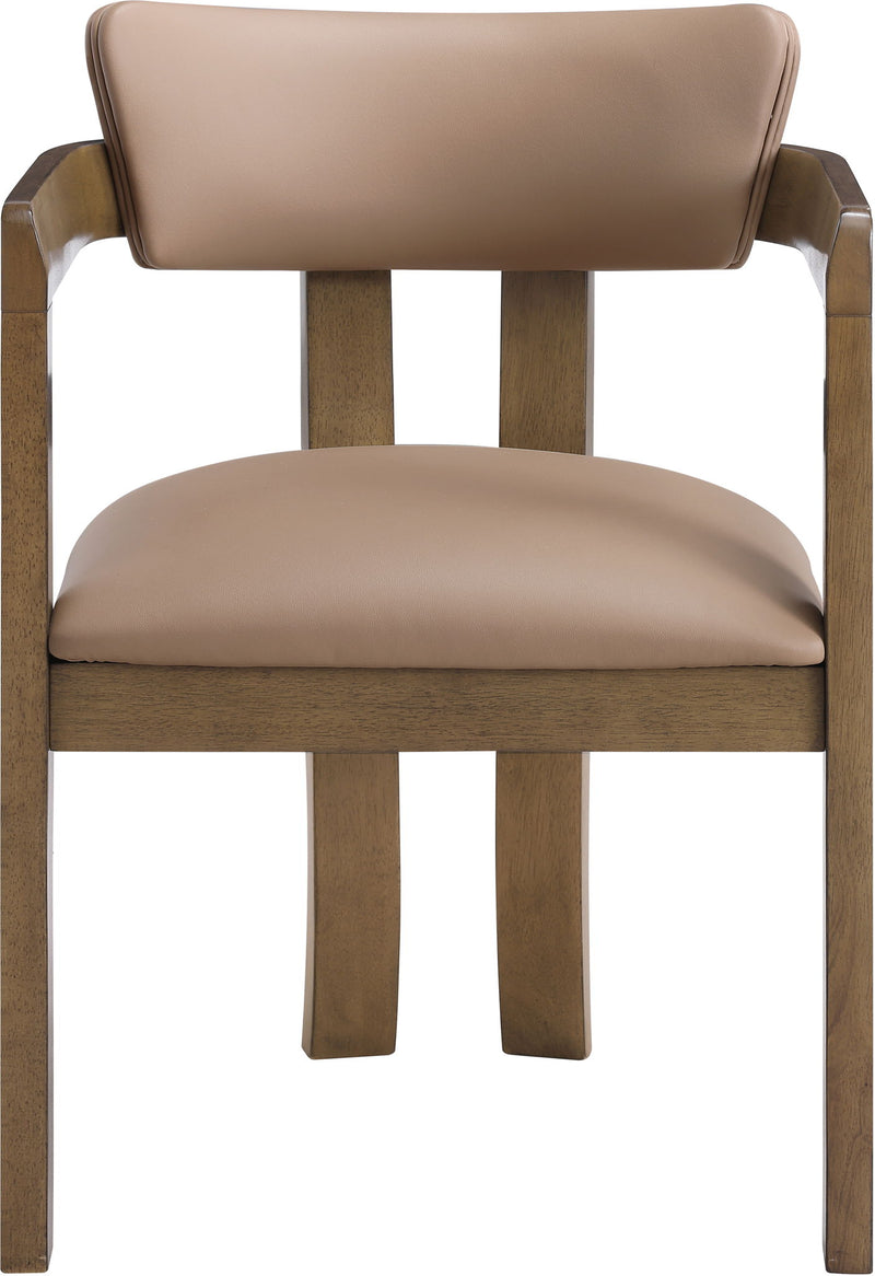 Lavrin - Vegan Leather Upholstered Dining Arm Chair (Set of 2) - Walnut Base