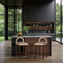 Conrad - Velvet Counter Stool With Brown Legs