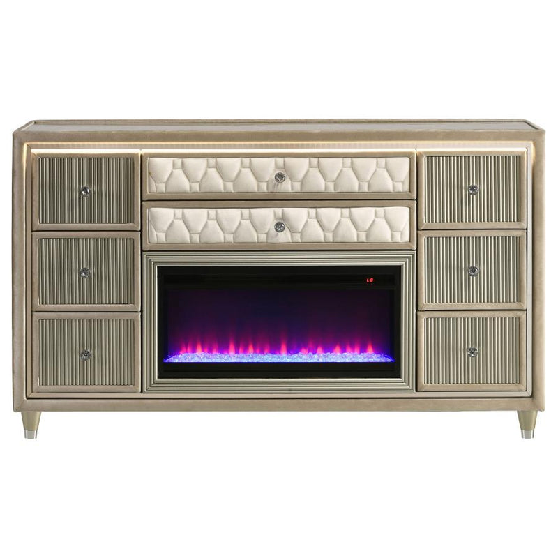 Lorient - 8-Drawer LED Bedroom Flame Box Dresser