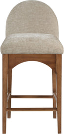 Waldorf - Chenille Stool With Brown Legs