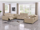 1208 - 10 Piece U Shaped Leather Sectional With 4 Power Recliners & Power Headrest