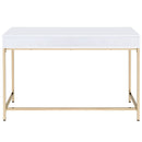 Ottey - Vanity Desk (Same 92540) - White High Gloss & Gold