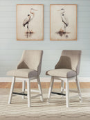 Robbinsdale - Upholstered Swivel Curved Back Barstool (Set of 2) - Antique White