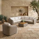 Seacrest - 123.25" Olefin Water Resistant Fabric And Wicker 5 Piece Outdoor Patio Modular Sectional