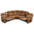 Taddeo - Power Motion Sectional Sofa With Power Headrest, Massage & LED - Two Tone Brown Leatherette