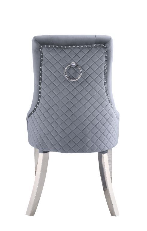 Satinka - Fabric Side Chair (Set of 2) - Gray & Mirrored Silver