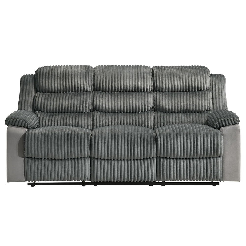 Lesley - Motion Sofa - Gray Corduroy & Velvet