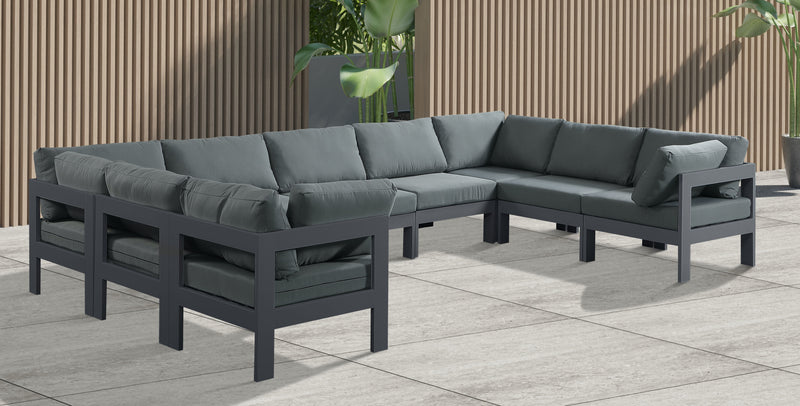 Nizuc - Outdoor Patio 9 Piece Modular Sectional With Gray Frame