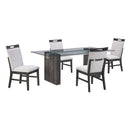 D4238 - 5 Piece Dining Room Set (Dining Table And 4 Dining Chairs) - Clear / Dark Brown / Light Gray