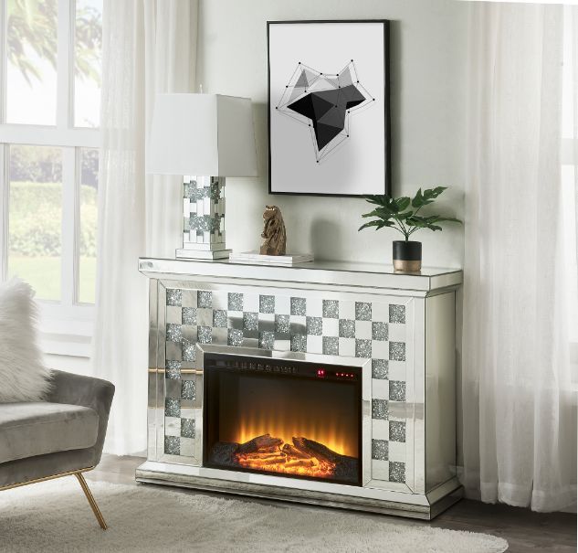 Noralie - Fireplace - Faux Diamonds & Mirrored