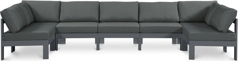 Nizuc - Outdoor Patio 7 Piece Modular Sectional With Gray Frame