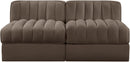 Rummi - Velvet Performance Fabric Upholstered 2 Piece Modular Armless Loveseat