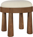 Larea - Linen Textured Fabric Upholstered Ottoman - Walnut Base