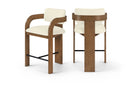 Cedra - Velvet Performance Fabric Upholstered Counter Stool - Brown Frame