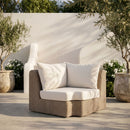 Seacrest - Olefin Water Resistant Fabric And Wicker Outdoor Patio Corner Chair