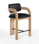 Cedra - Velvet Performance Fabric Upholstered Counter Stool - Natural Frame