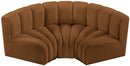 Arc - Velvet 3 Piece Modular U-Shaped Sofa - Saddle