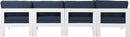 Nizuc - Outdoor Patio 4 Seat Armless Modular Sofa With White Frame